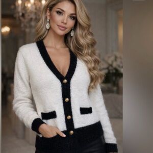 302. Elegant Black and White with Gold Buttons